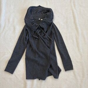 Moth Anthropologie Merino‎ Wool Open Front Collared Cardigan Women's S Dark gray